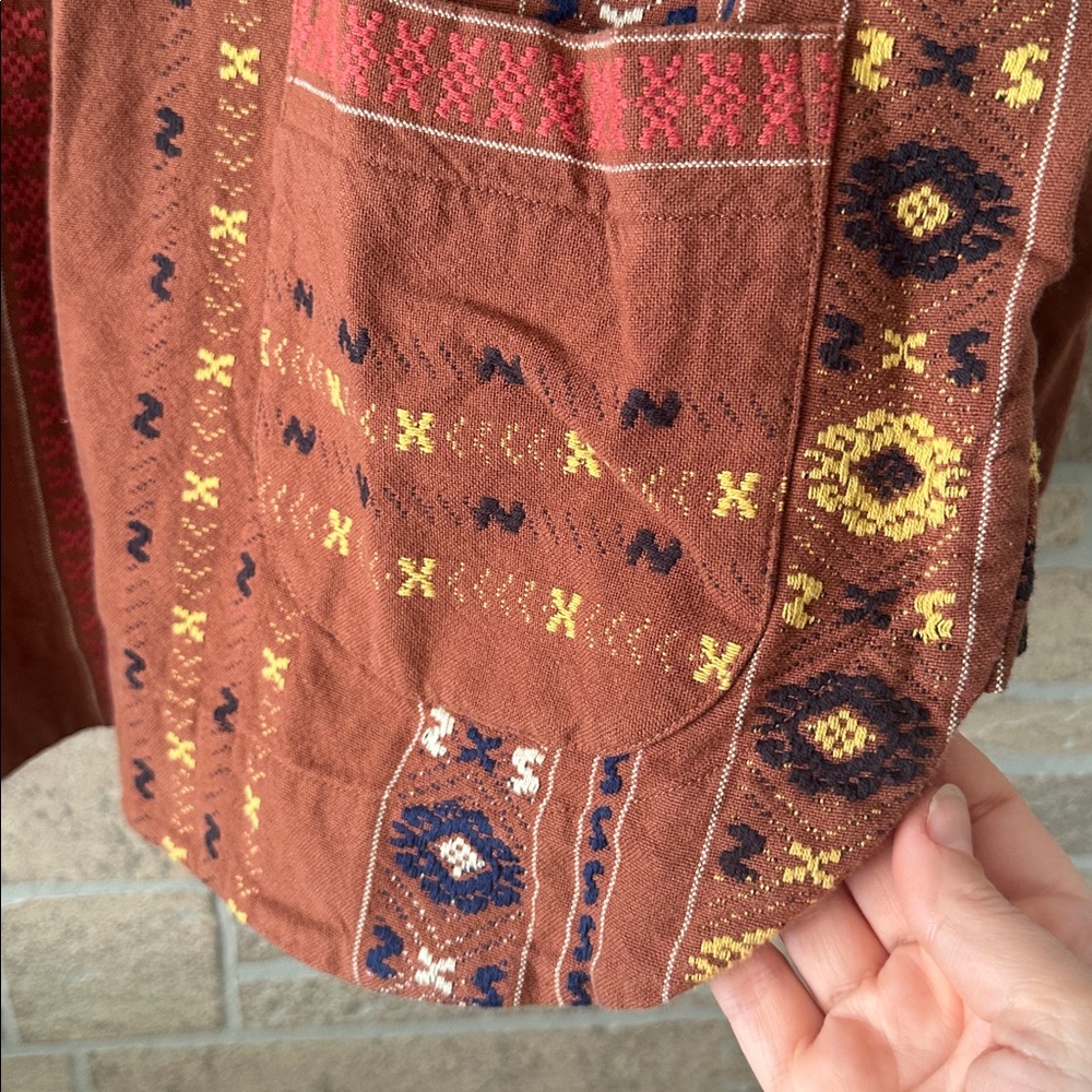 Madewell Embroidered Kimono Shirttail Wrap Jacket- XL Earthy - Picture 6 of 10